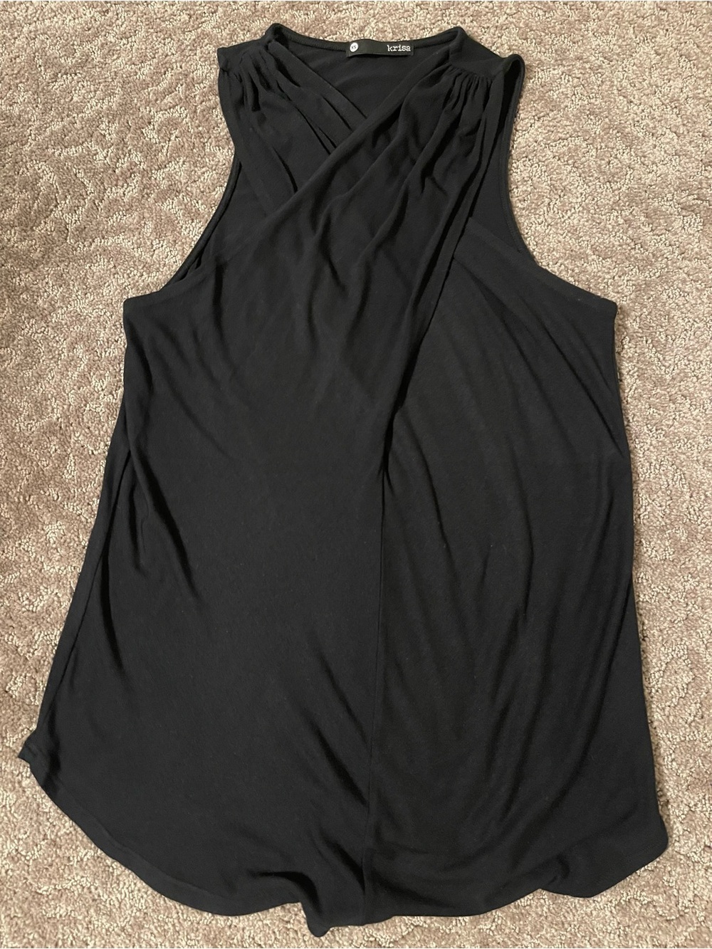 Krisa Black Twist-Front Sleeveless Tank
